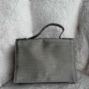 Lancome Silver Makeup / Cosmetics Bag / Mirrored Insert